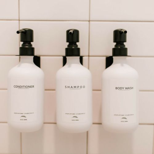 We provide spa quality shampoo, conditioner, body wash, and lotion. All hair and body products provided are vegan friendly and free of parabens, synthetic fragrance, sodium lauryl sulfates, phthalates, and anything derived from formaldehyde.