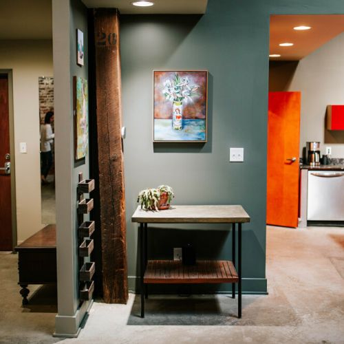 Creative haven: this open space home is adorned with art, making it a vibrant and inspiring space for artistic expression and everyday living.