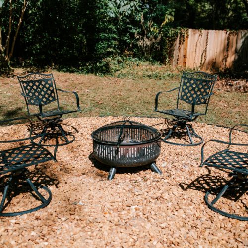 The outdoor fire pit is perfect place for good laughs and warm conversation.