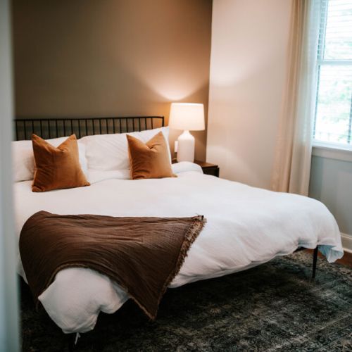 Experience unparalleled comfort in our bedroom, complete with a lavish king-sized bed with a comfortable mattress.