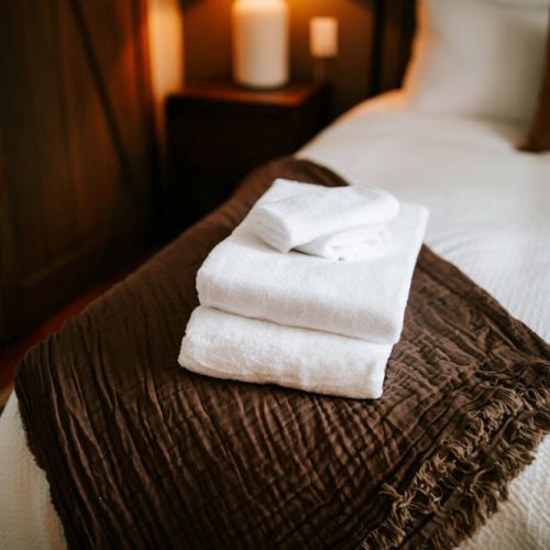 Wrap yourself in luxury! We provide plush towels for your comfort and convenience, ensuring a cozy stay.