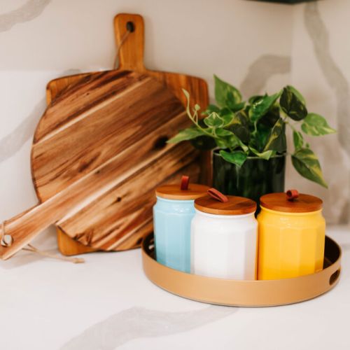 Start your day in a kitchen that’s as vibrant and welcoming as your morning mood—complete with stylish canisters and natural touches!