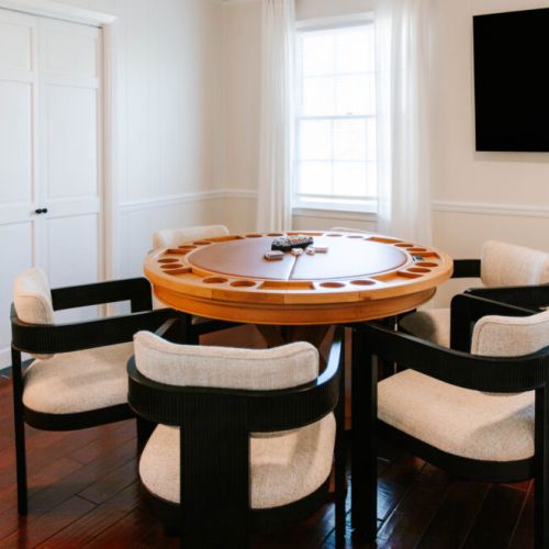 Settle in, deal up, and enjoy this stylishly comfy game space.