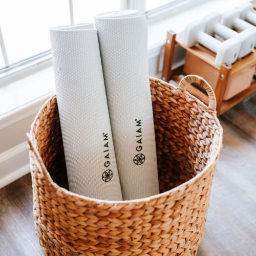 A little corner of calm.  Yoga mats and light weights ready for guests to stretch, breathe, and unwind.