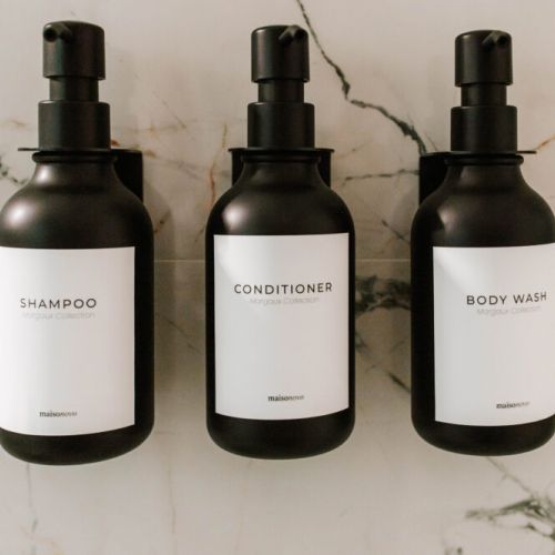 Pamper yourself with our spa-inspired collection—shampoo, conditioner, and body wash that feel as sleek as they look.