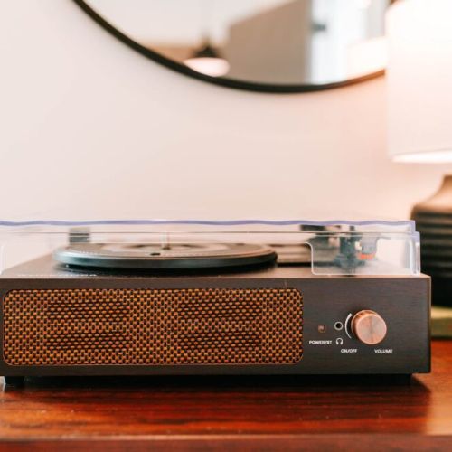 Set the mood with some vinyl vibes — our record player adds the perfect nostalgic touch to your stay