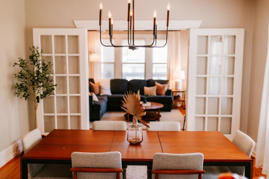 Seamless dining and living. This beautifully positioned dining area, right across from the living space, creates the perfect setting for both entertaining and relaxation.