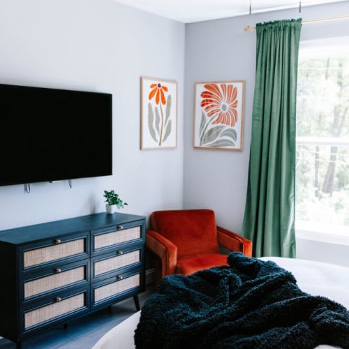 Unwind in style with cozy vibes, curated art, and your favorite shows just a remote click away.
