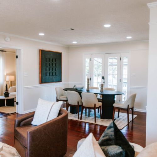 Inviting open-concept space with chic design and cozy lounge vibes.