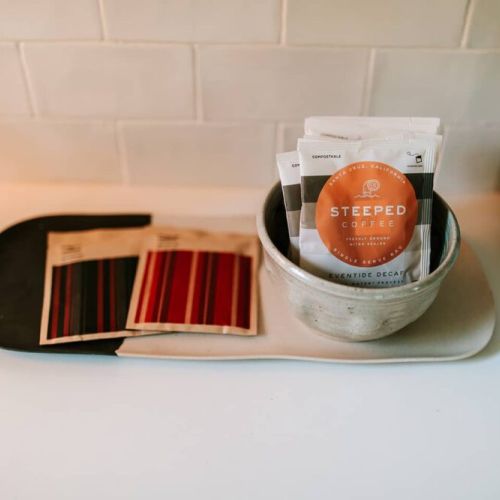 Steeped Coffee and Condor Chocolate welcome gift.