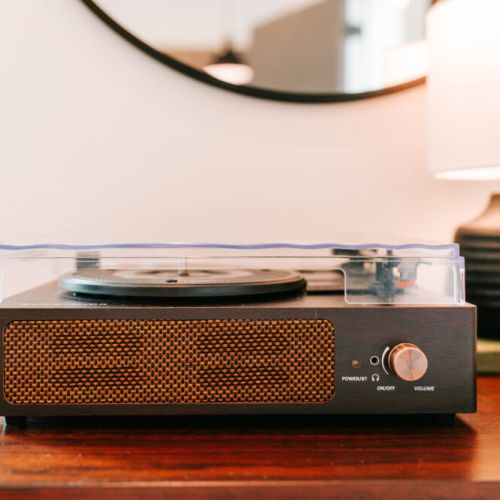 Set the mood with some vinyl vibes — our record player adds the perfect nostalgic touch to your stay