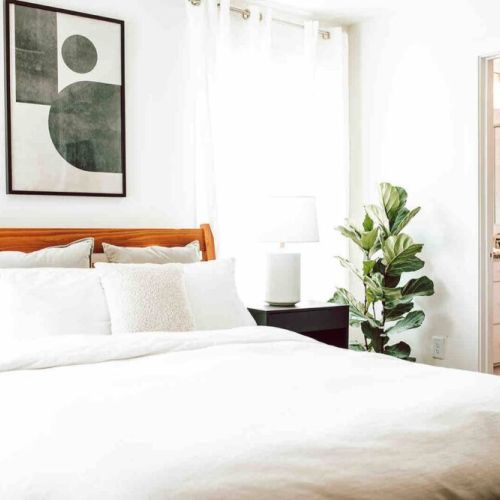 Each bedroom has a comfy queen-sized bed featuring a Purple mattress and organic Supima cotton sheets.