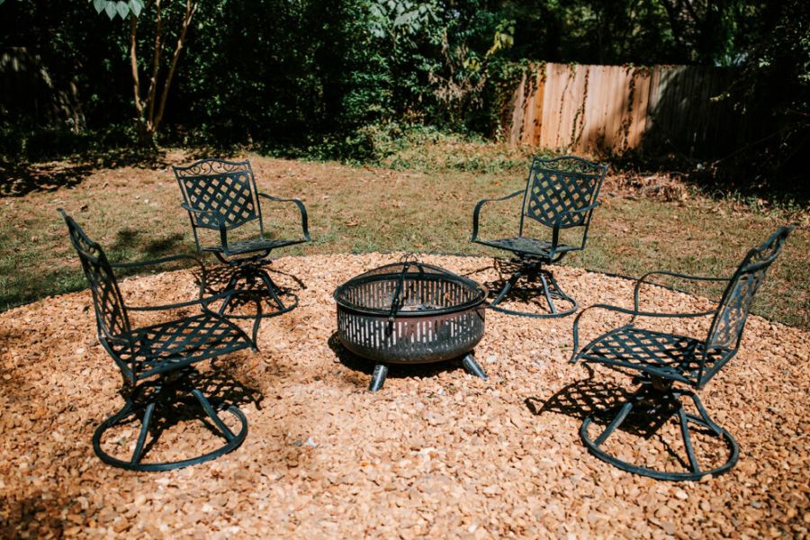 The outdoor fire pit is perfect place for good laughs and warm conversation.