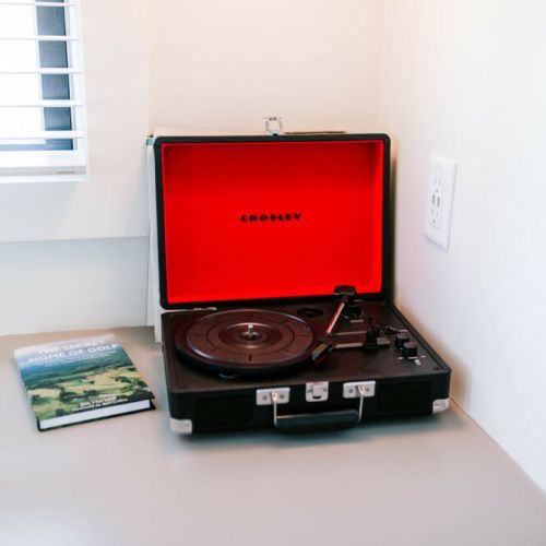 Spin your favorite tunes with our Crosley Vinyl record player, adding a touch of nostalgia and music to your stay.