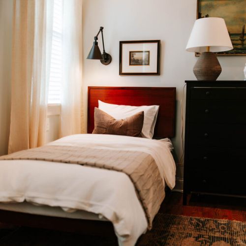 Experience the epitome of comfort with our twin-sized beds, each featuring an incredibly comfortable mattress for a restful night's sleep.