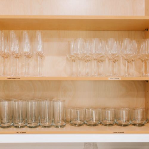 Whether it's morning OJ or evening rosé, our glassware cabinet has every moment covered—from casual sips to champagne toasts.